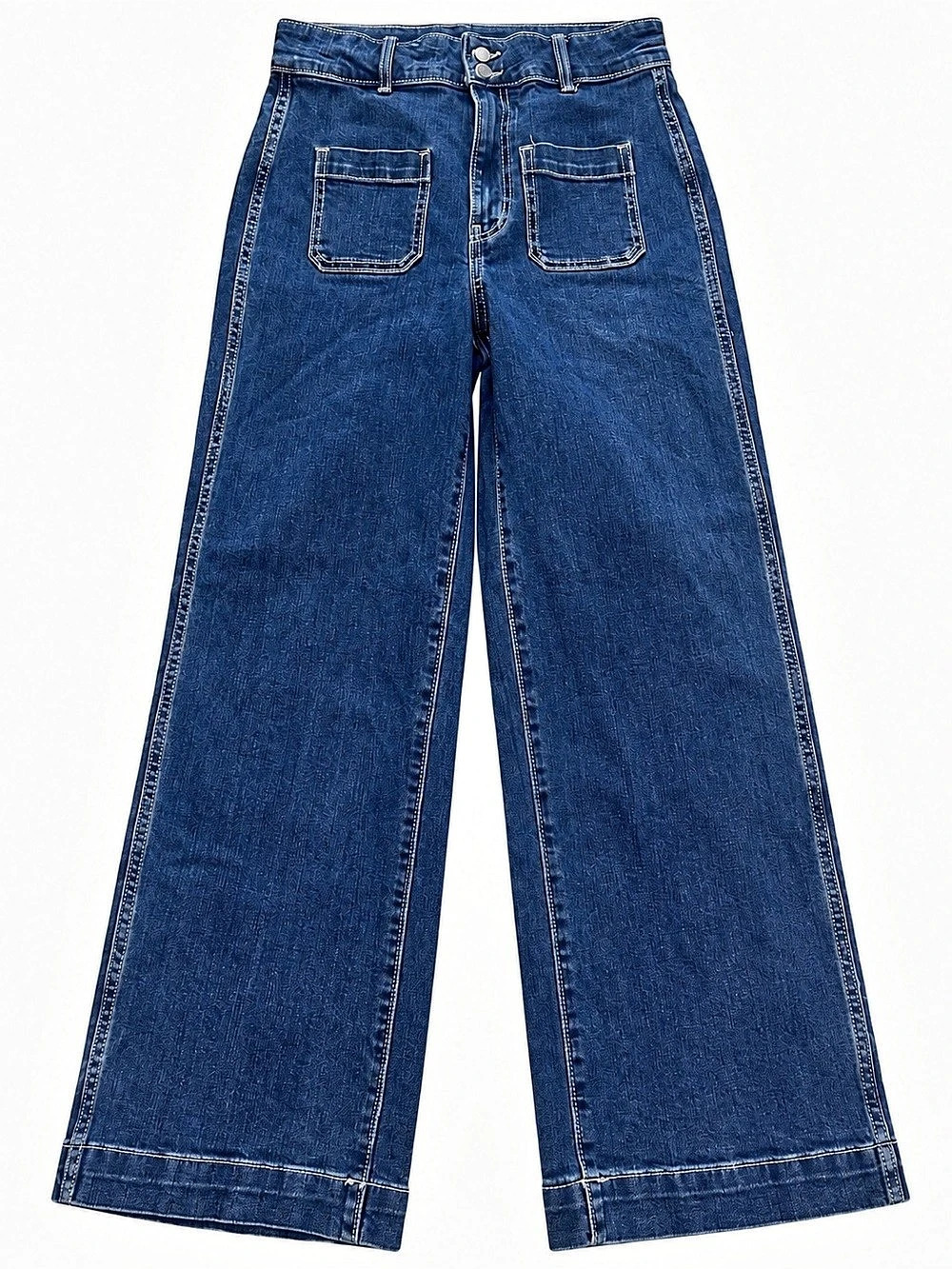 Old Navy Extra High-Waisted Sky-Hi Wide-Leg Jeans Blue Size 4